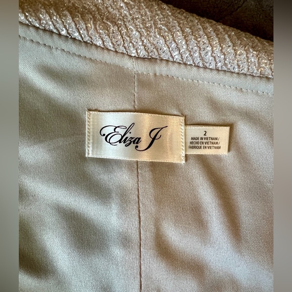 Eliza J Metallic Knit One Shoulder Gown Sz 2 - Picture 6 of 7